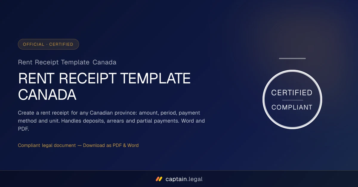 Rent Receipt Template Canada