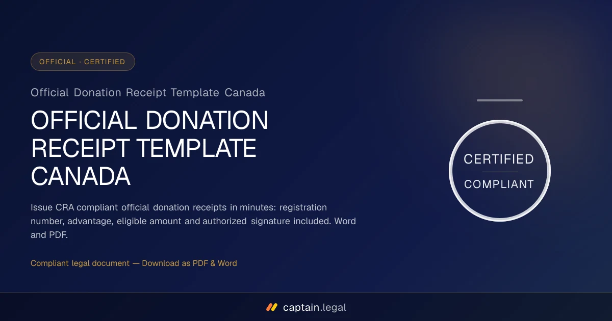 Official Donation Receipt Template Canada