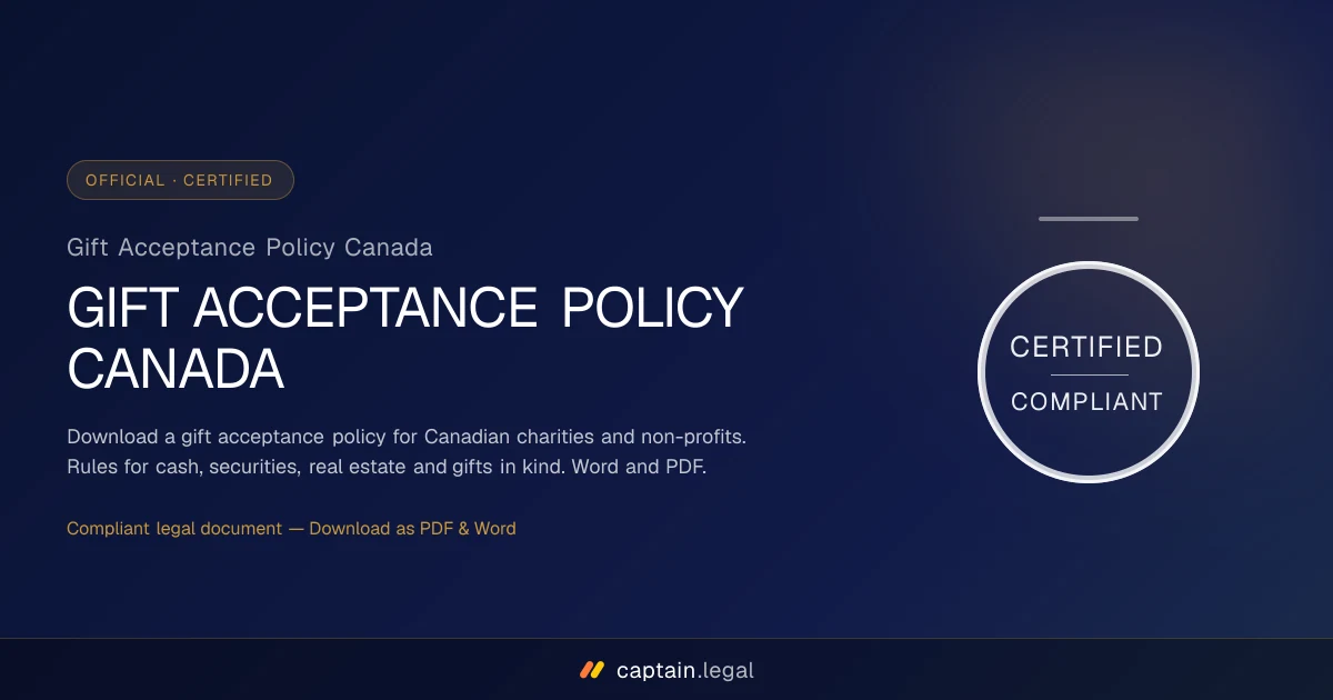 Gift Acceptance Policy Canada