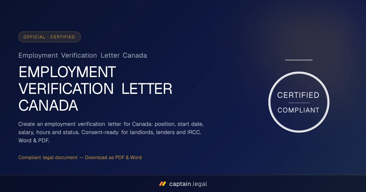 Employment Verification Letter Canada
