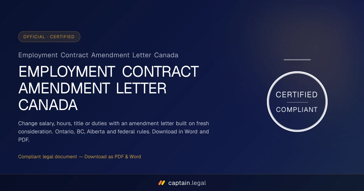 Employment Contract Amendment Letter Canada