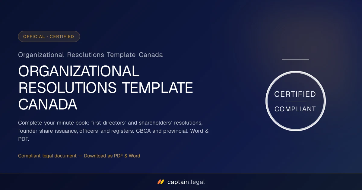 Organizational Resolutions Template Canada