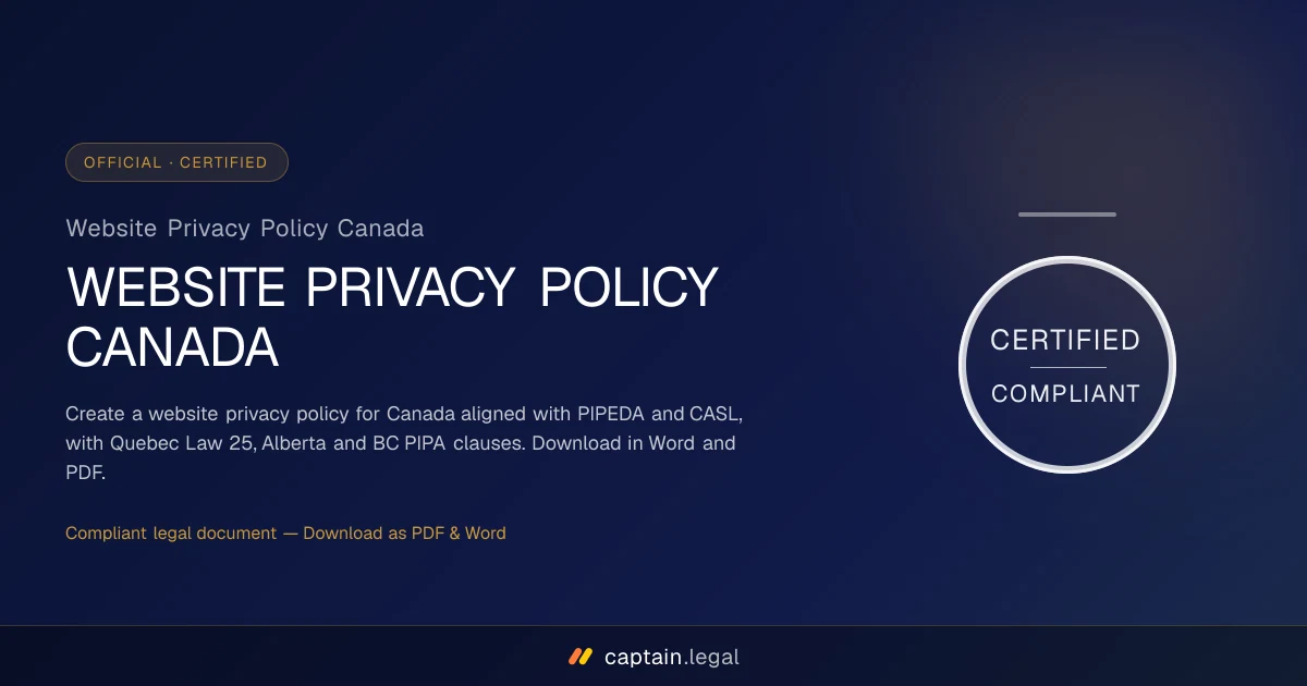 Website Privacy Policy Canada