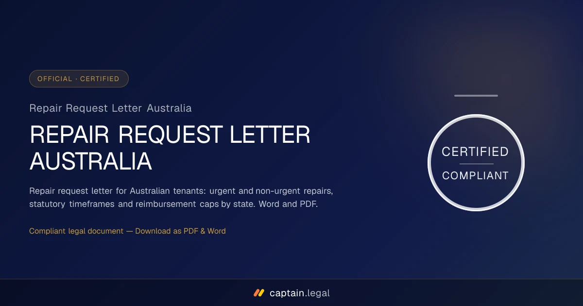 Repair Request Letter Australia