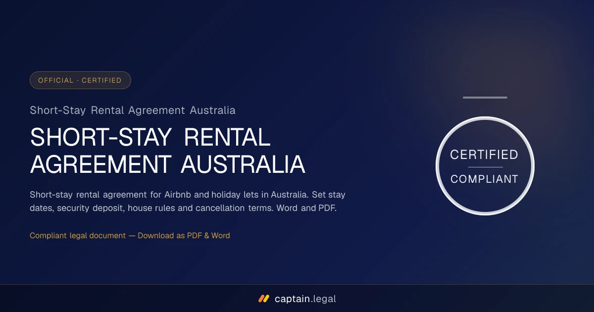 Short-Stay Rental Agreement Australia