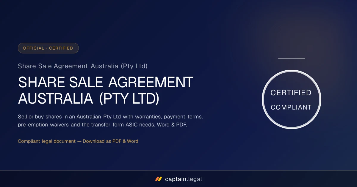 Share Sale Agreement Australia (Pty Ltd)