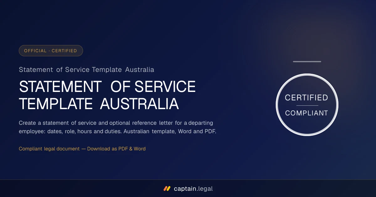 Statement of Service Template Australia