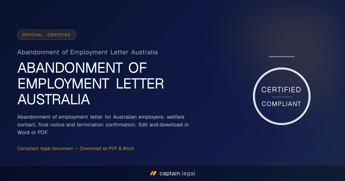Abandonment of Employment Letter Australia