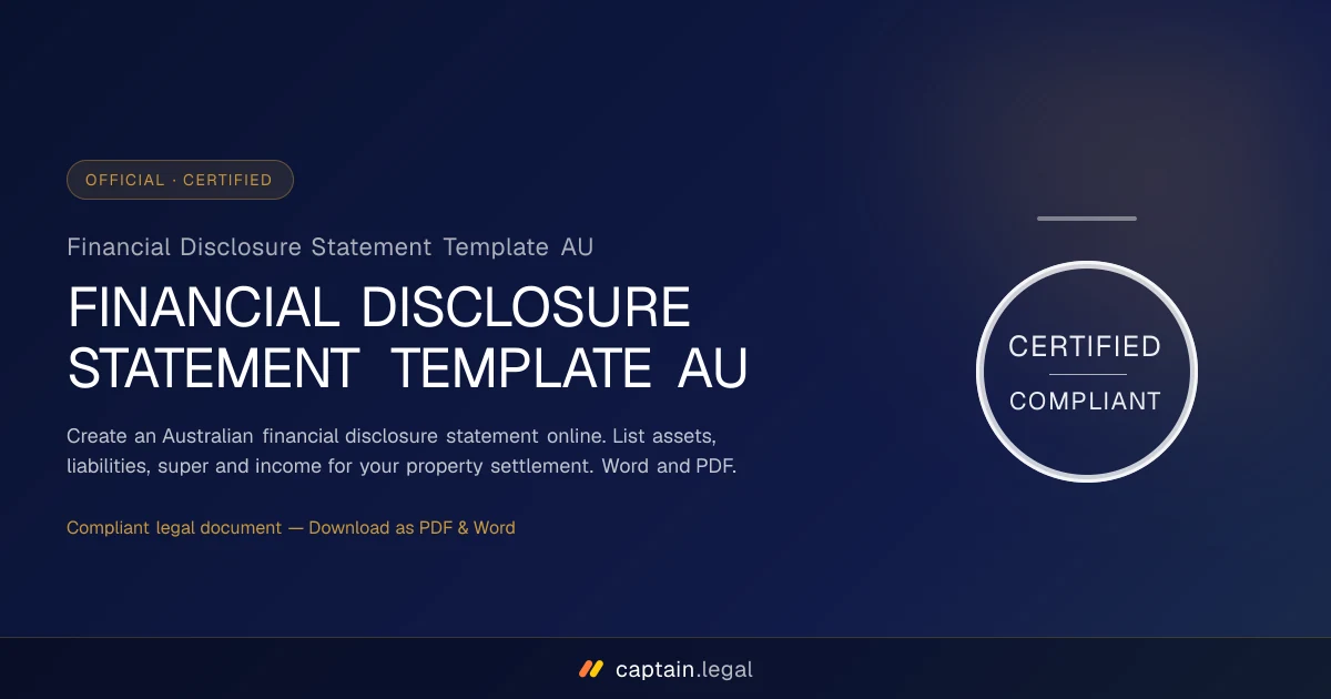 Financial Disclosure Statement Template AU