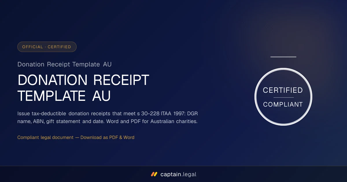 Donation Receipt Template AU