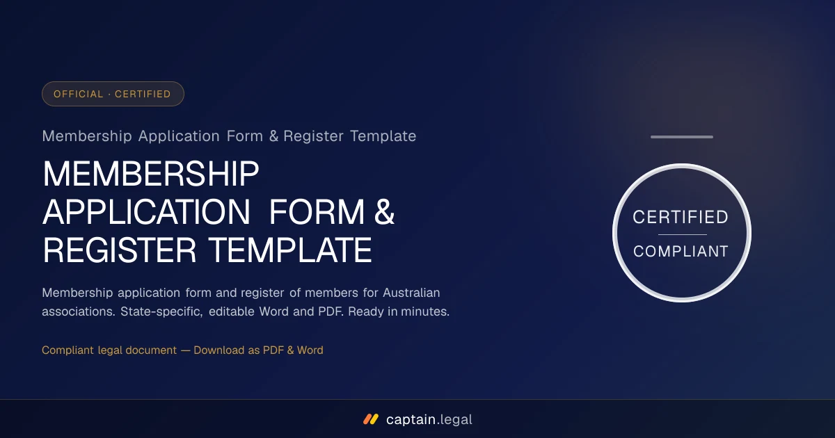 Membership Application Form & Register Template
