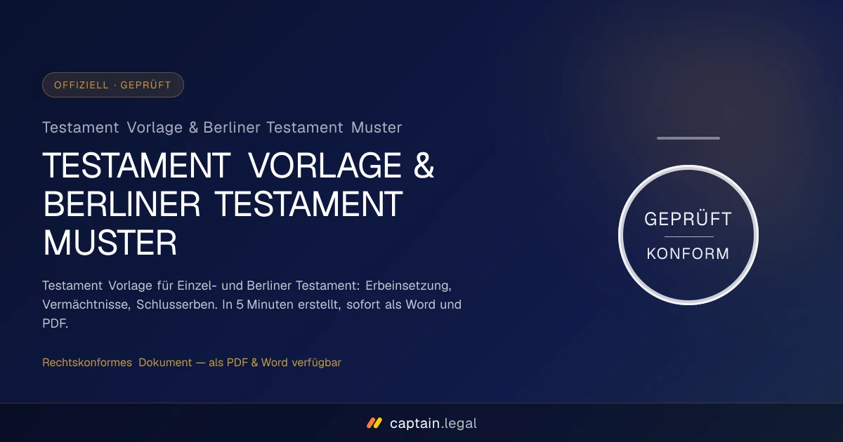 Testament Vorlage & Berliner Testament Muster