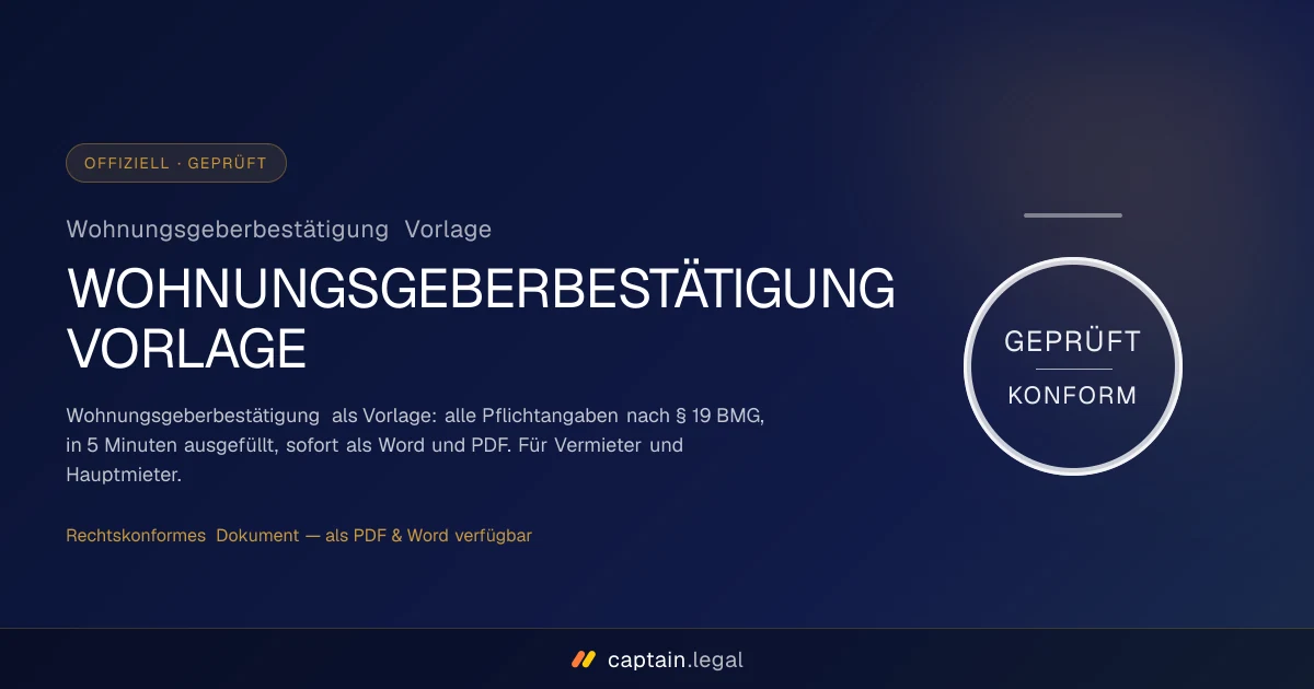 Wohnungsgeberbestätigung Vorlage