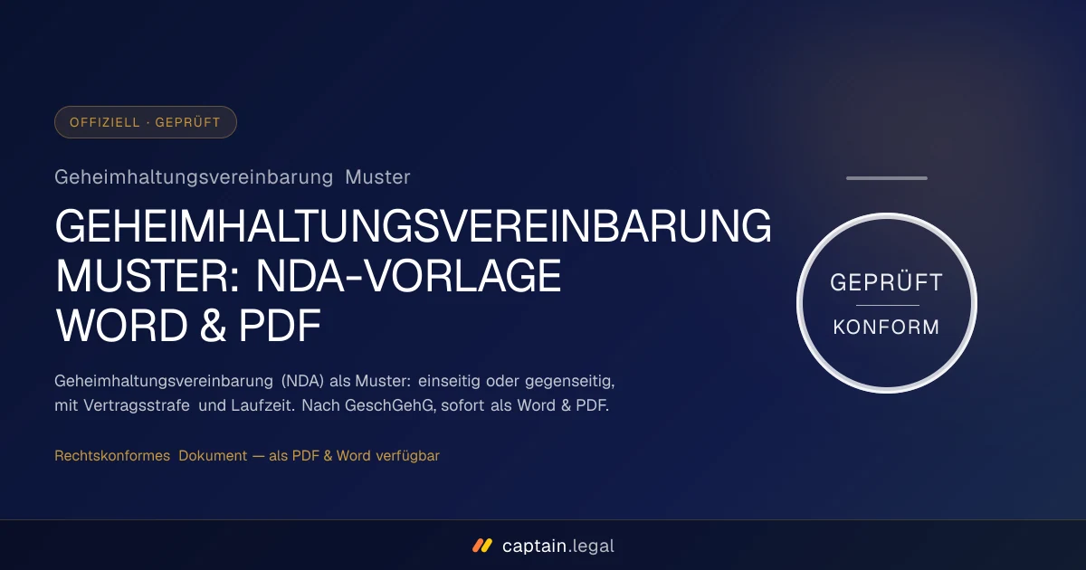Geheimhaltungsvereinbarung Muster