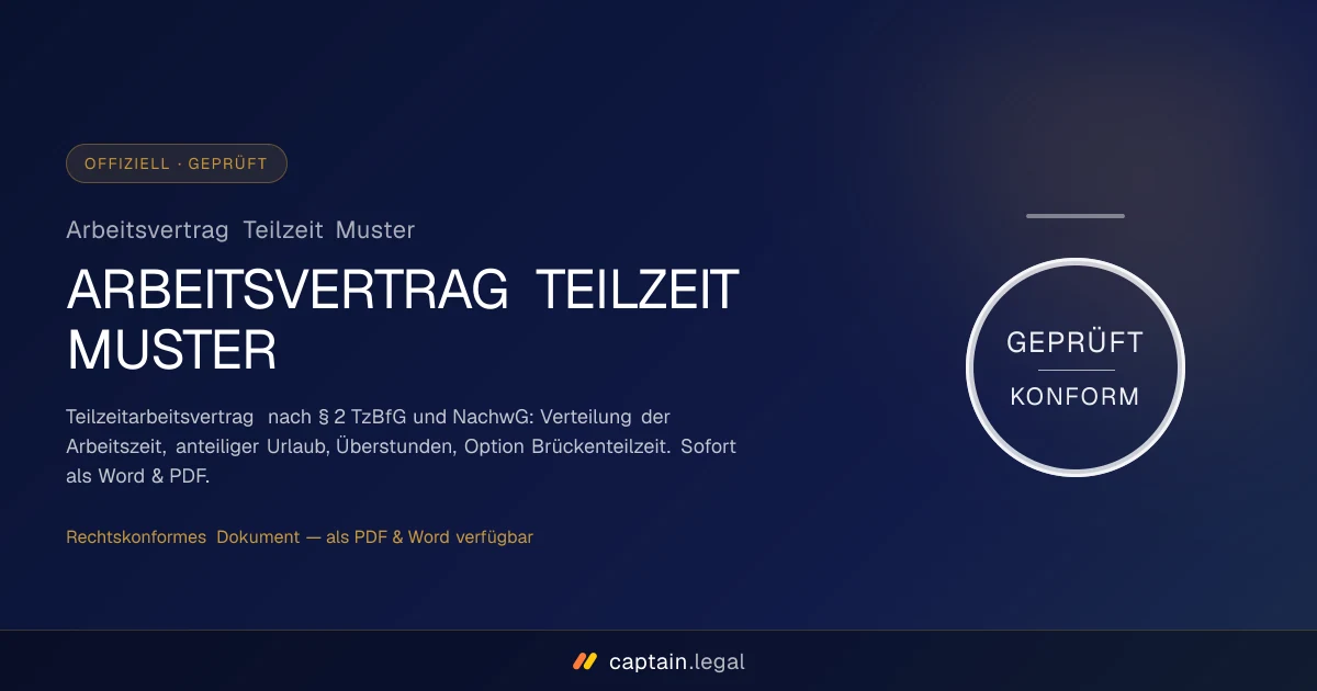Arbeitsvertrag Teilzeit Muster