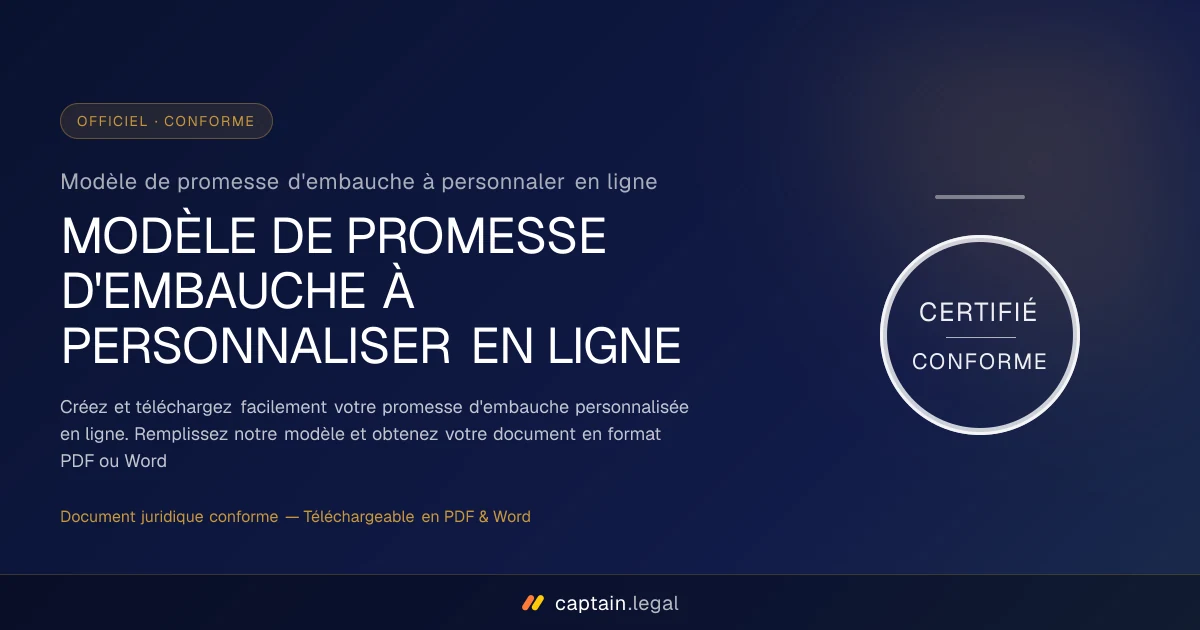 Modèle de promesse d'embauche à personnaler en ligne