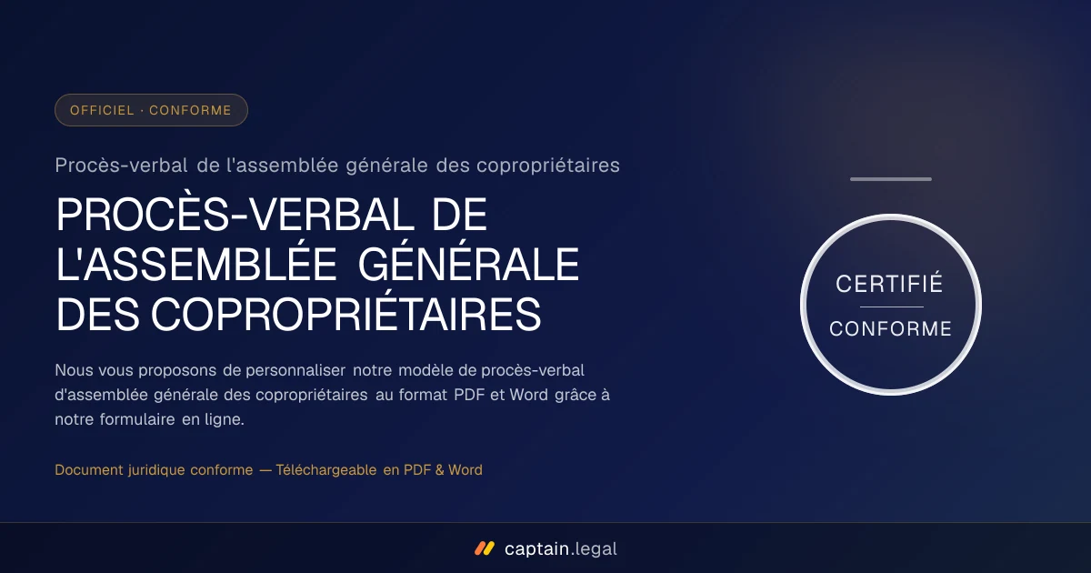 Procès-verbal de l'assemblée générale des copropriétaires