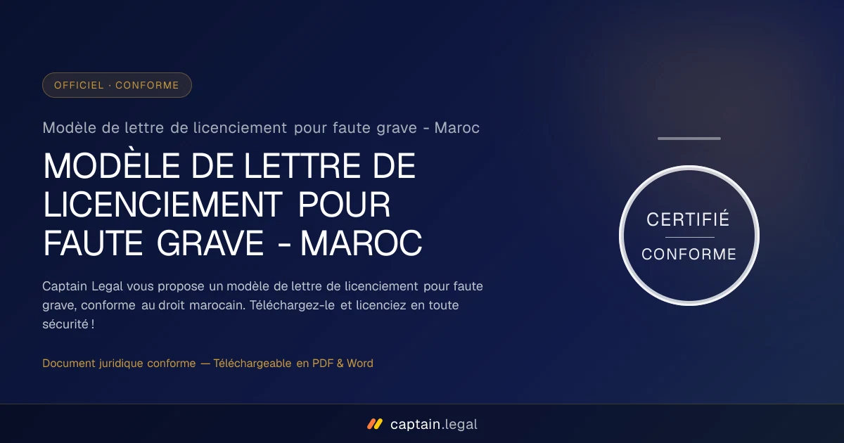 Modèle de lettre de licenciement pour faute grave - Maroc