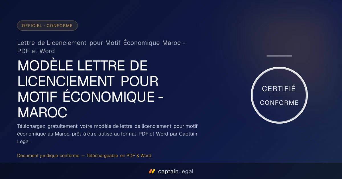 Lettre de Licenciement pour Motif Économique Maroc - PDF et Word