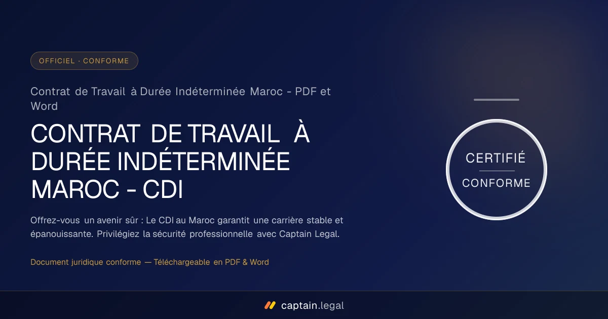 Contrat de Travail à Durée Indéterminée Maroc - PDF et Word