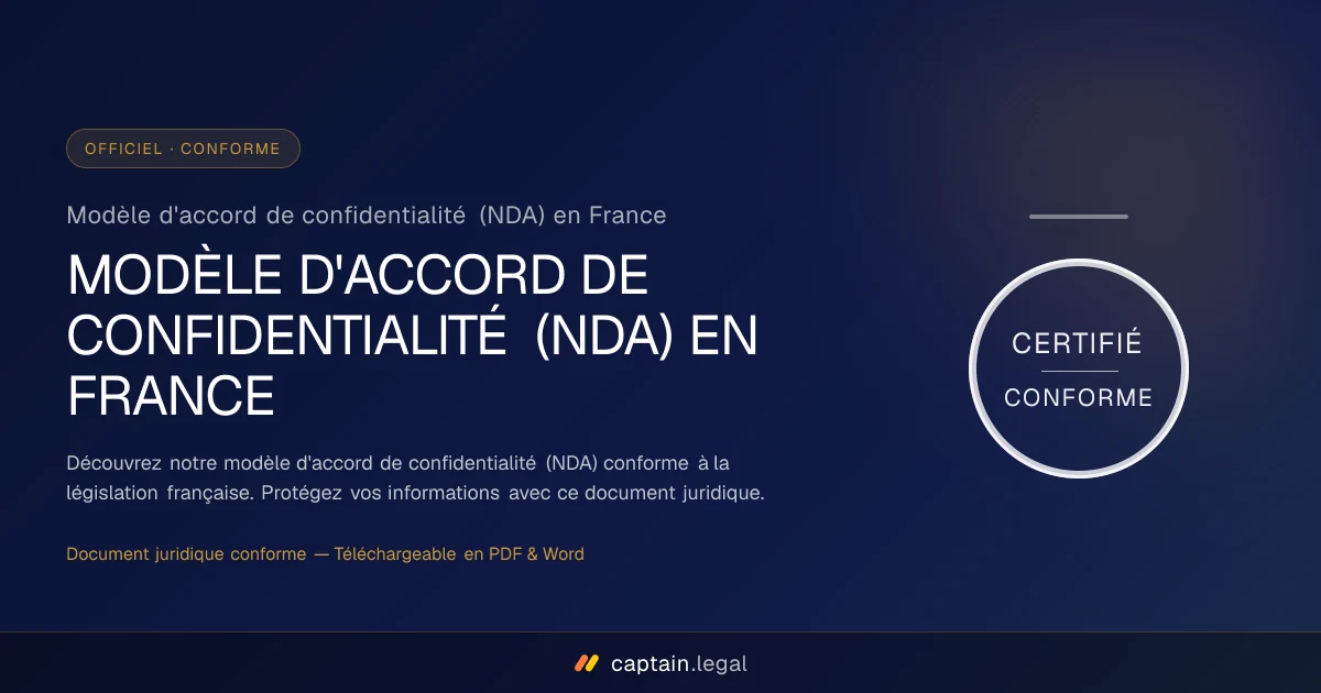 Modèle d'accord de confidentialité (NDA) en France