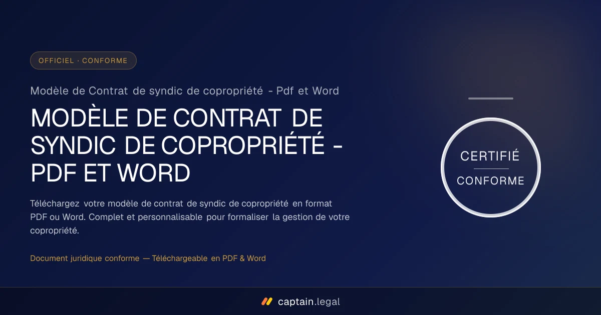 Modèle de Contrat de syndic de copropriété - Pdf et Word