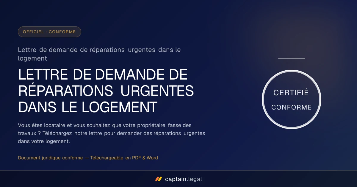 Lettre de demande de réparations urgentes dans le logement