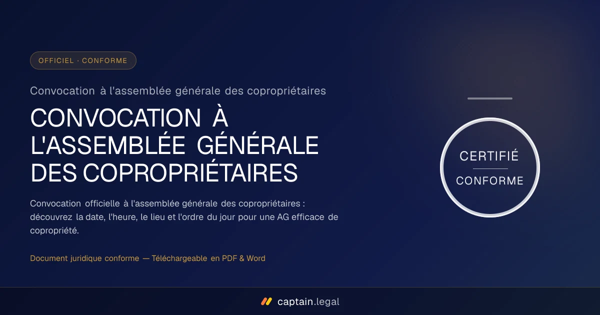 Convocation à l'assemblée générale des copropriétaires