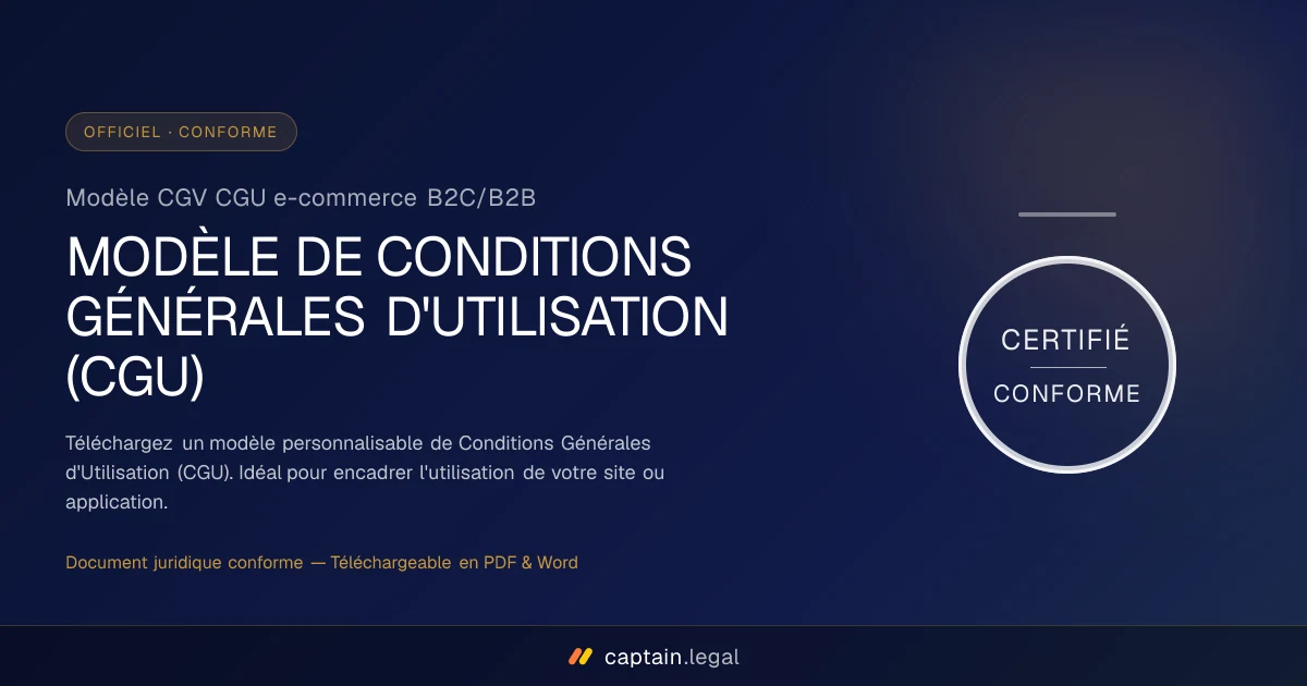 Modèle CGV CGU e-commerce B2C/B2B
