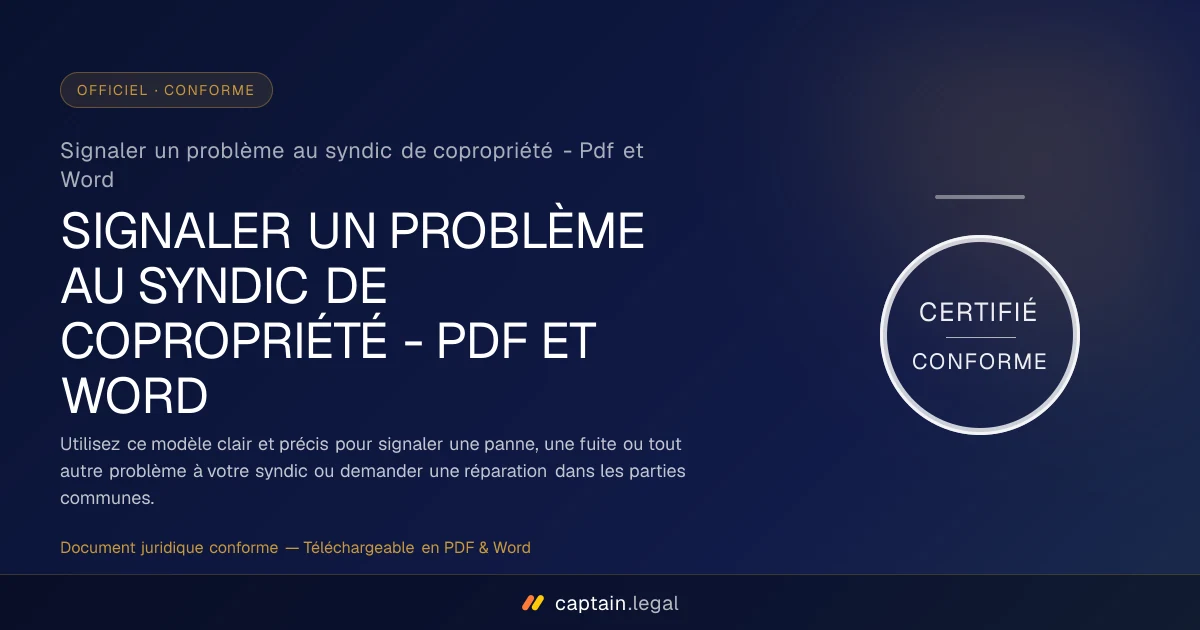 Signaler un problème au syndic de copropriété - Pdf et Word