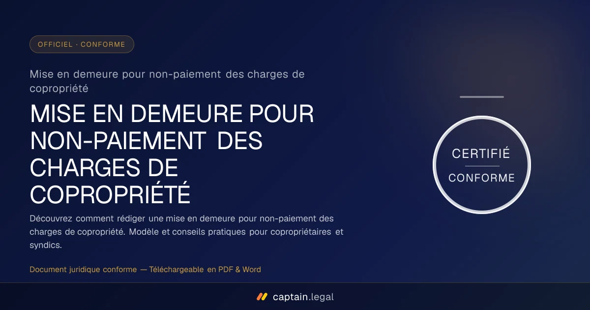 Mise en demeure pour non-paiement des charges de copropriété