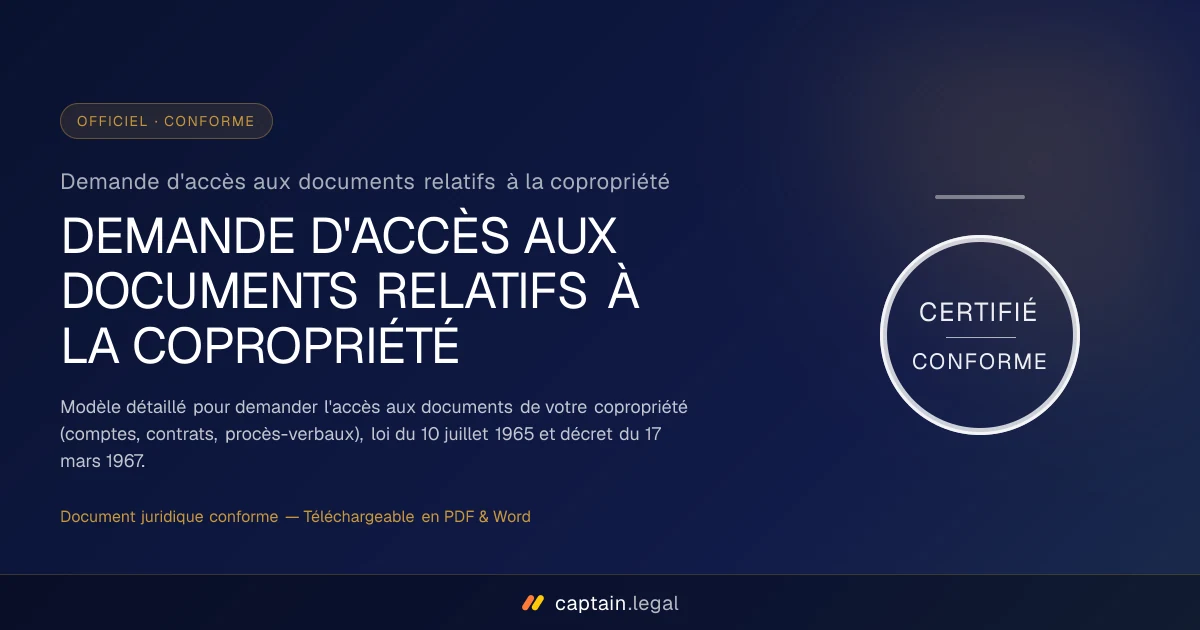 Demande d'accès aux documents relatifs à la copropriété