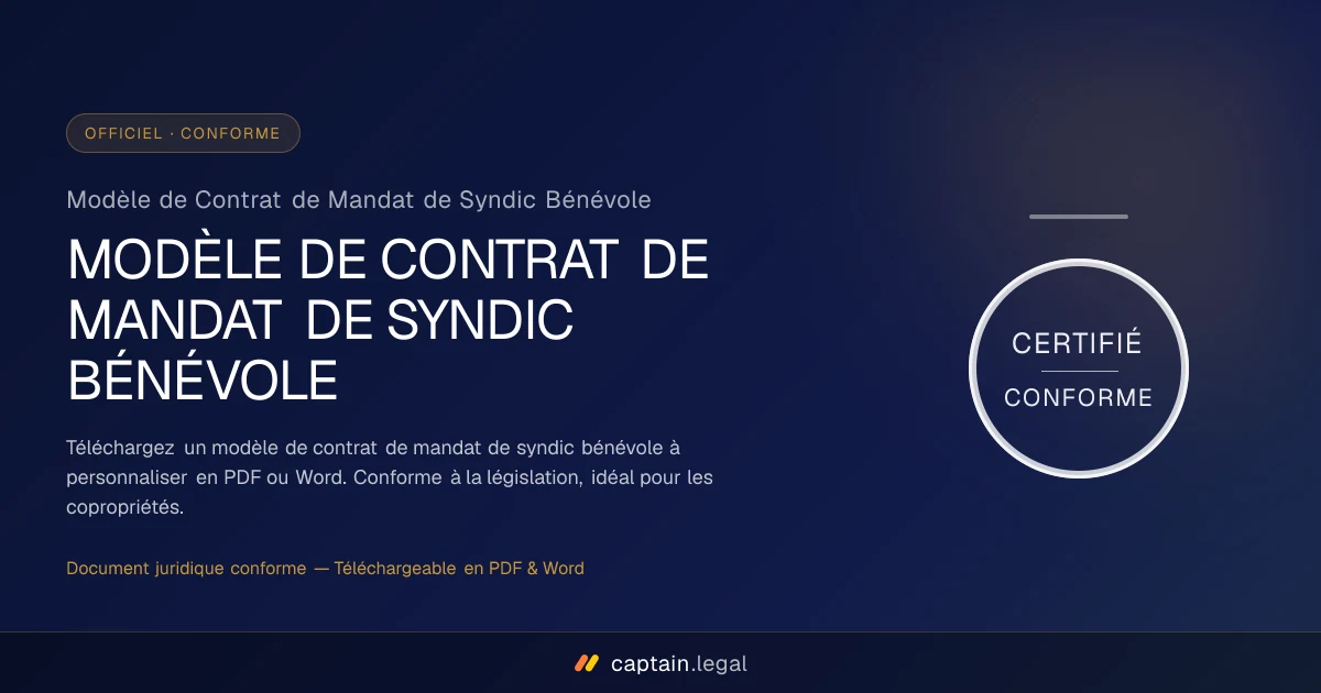 Modèle de Contrat de Mandat de Syndic Bénévole