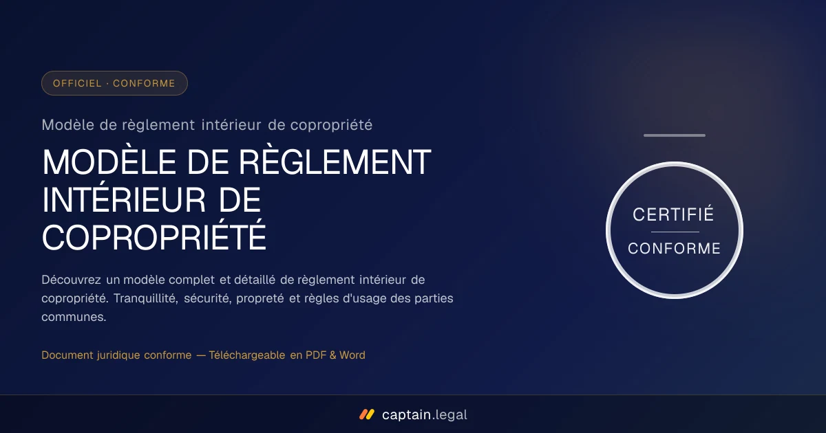 Modèle de règlement intérieur de copropriété