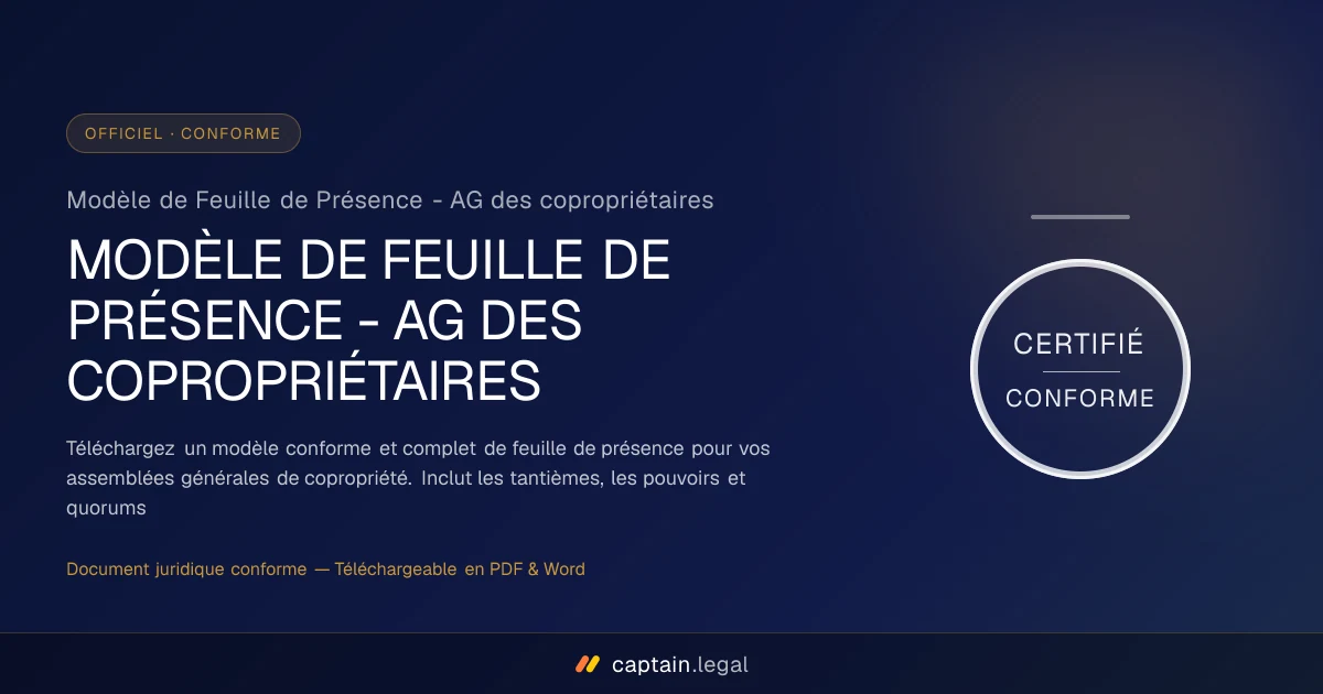 Modèle de Feuille de Présence - AG des copropriétaires
