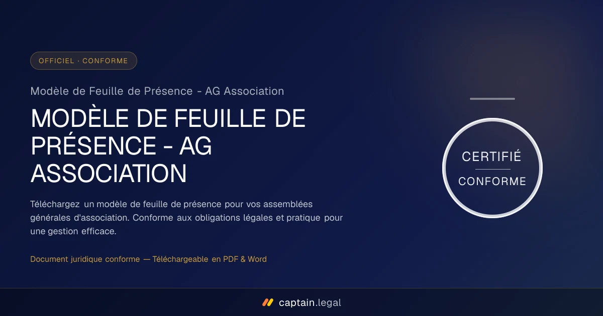 Modèle de Feuille de Présence - AG Association