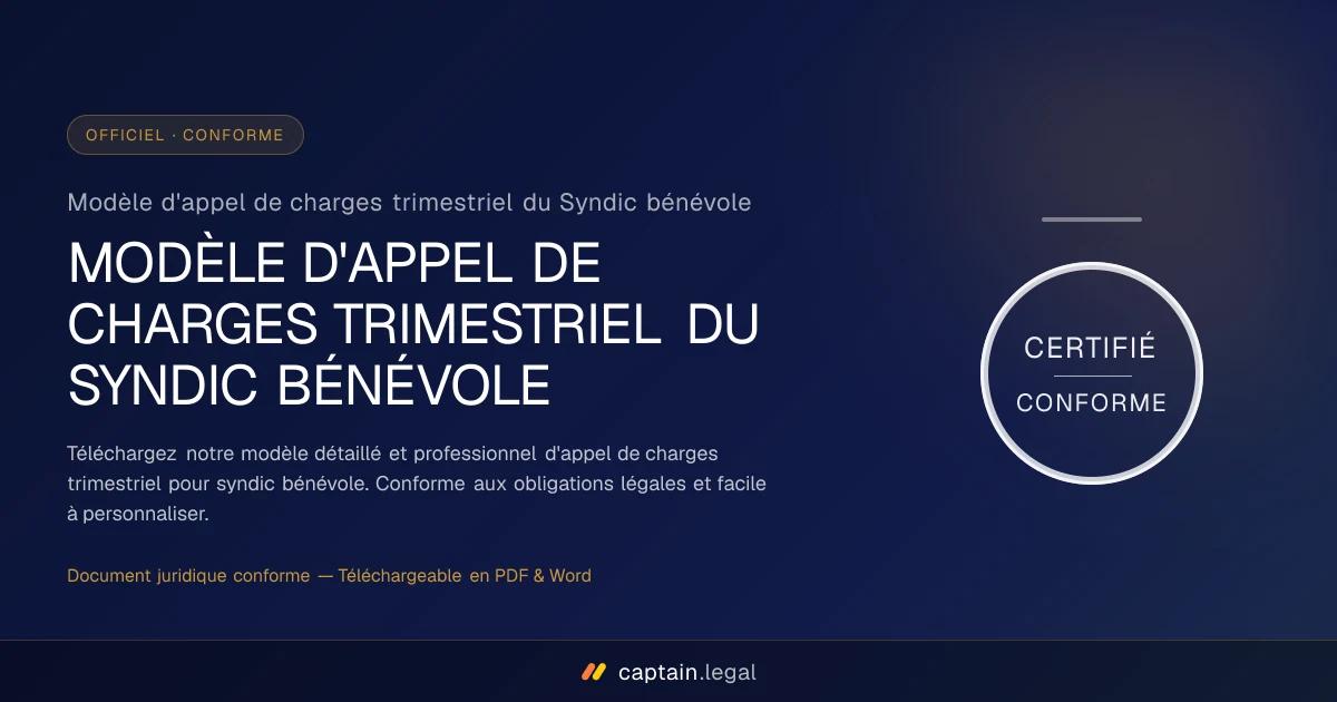 Modèle d'appel de charges trimestriel du Syndic bénévole