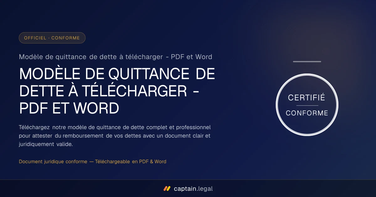 Modèle de quittance de dette à télécharger - PDF et Word