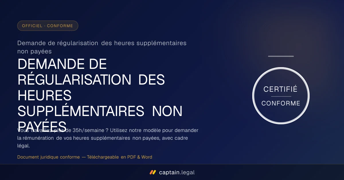 Demande de régularisation des heures supplémentaires non payées