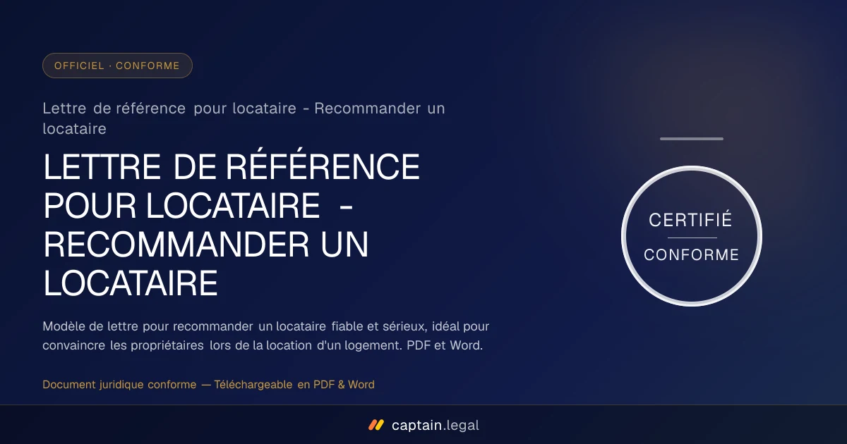Lettre de référence pour locataire - Recommander un locataire