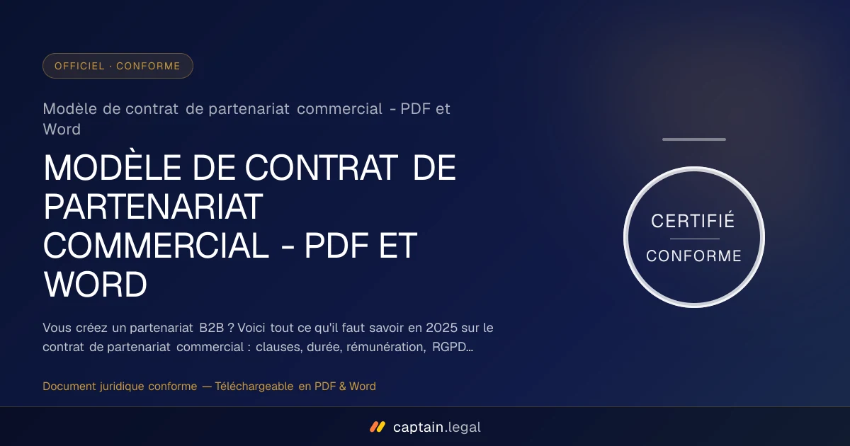 Modèle de contrat de partenariat commercial - PDF et Word