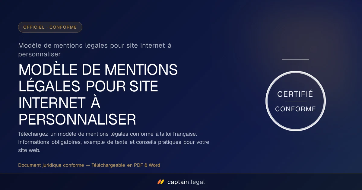 Modèle de mentions légales pour site internet à personnaliser
