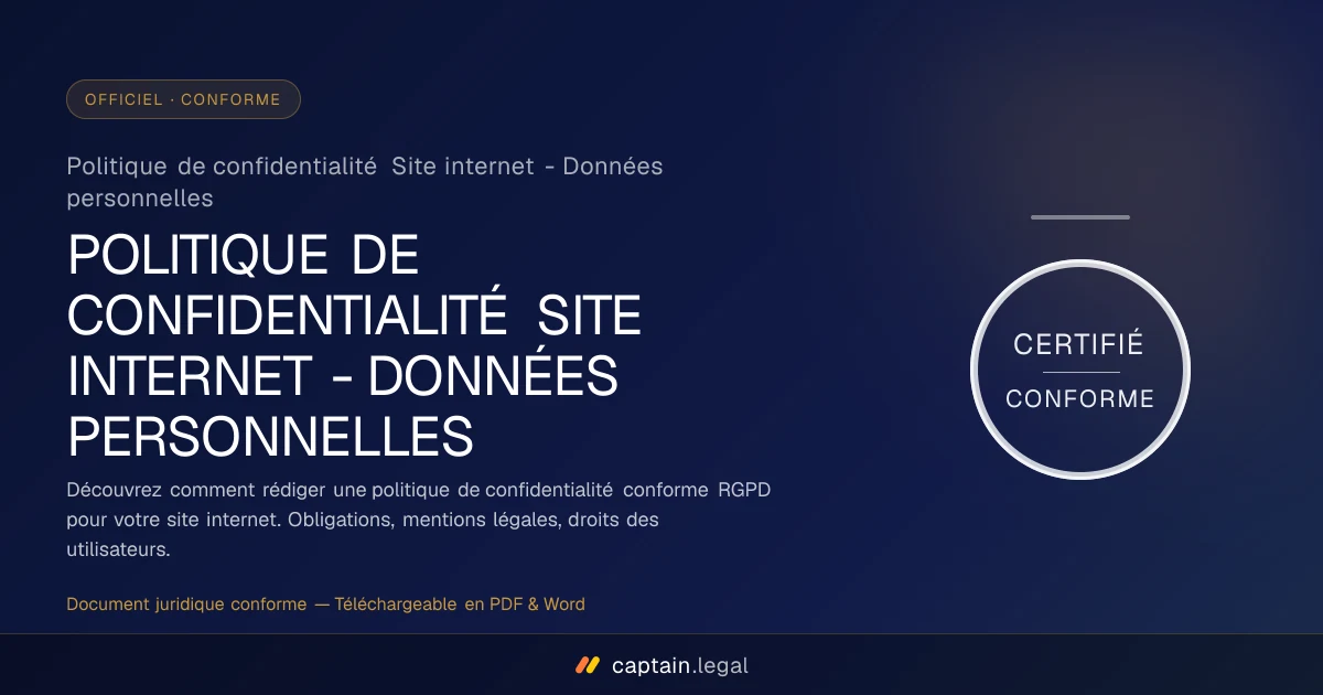 Politique de confidentialité Site internet - Données personnelles