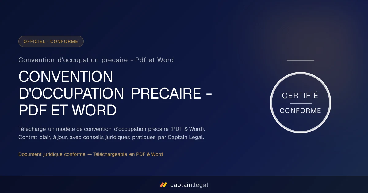 Convention d'occupation precaire - Pdf et Word