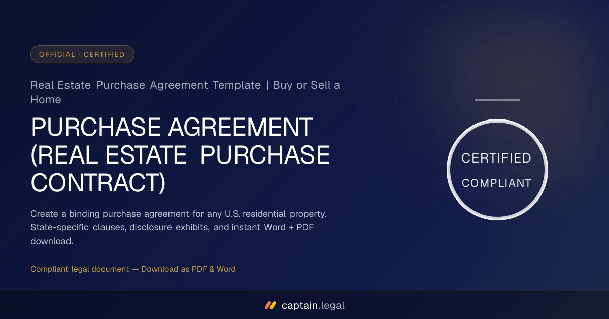 Real Estate Purchase Agreement Template | Buy or Sell a Home