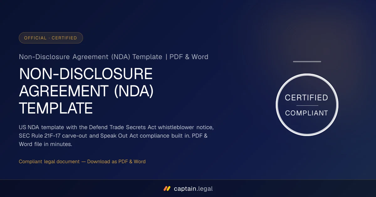 Non-Disclosure Agreement (NDA) Template | PDF & Word