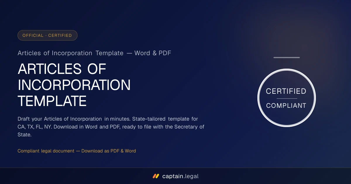Articles of Incorporation Template — Word & PDF