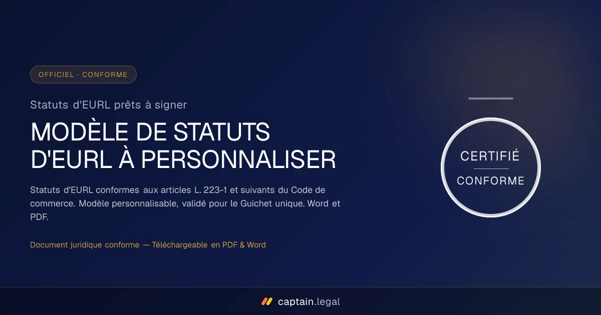 Statuts d'EURL prêts à signer