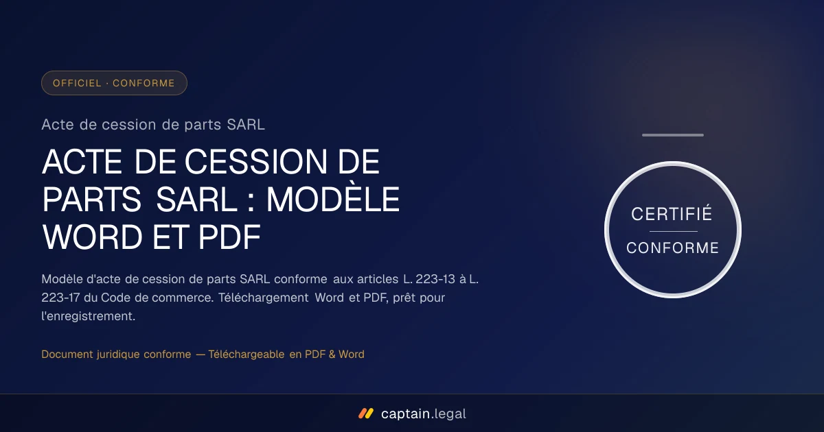 Acte de cession de parts SARL