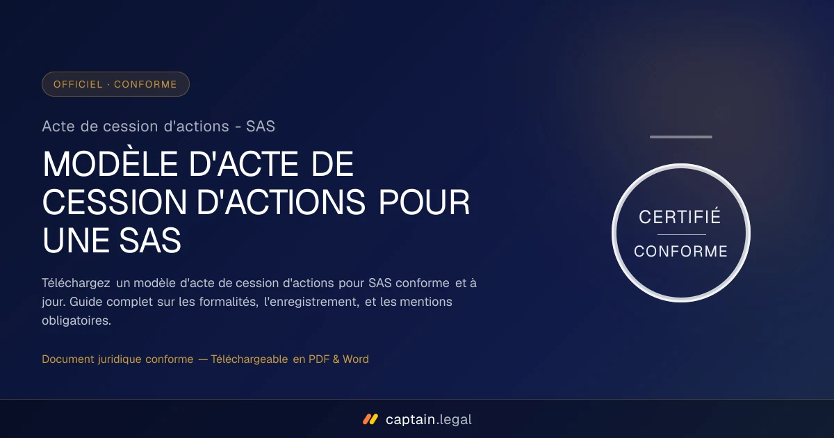 Acte de cession d'actions - SAS